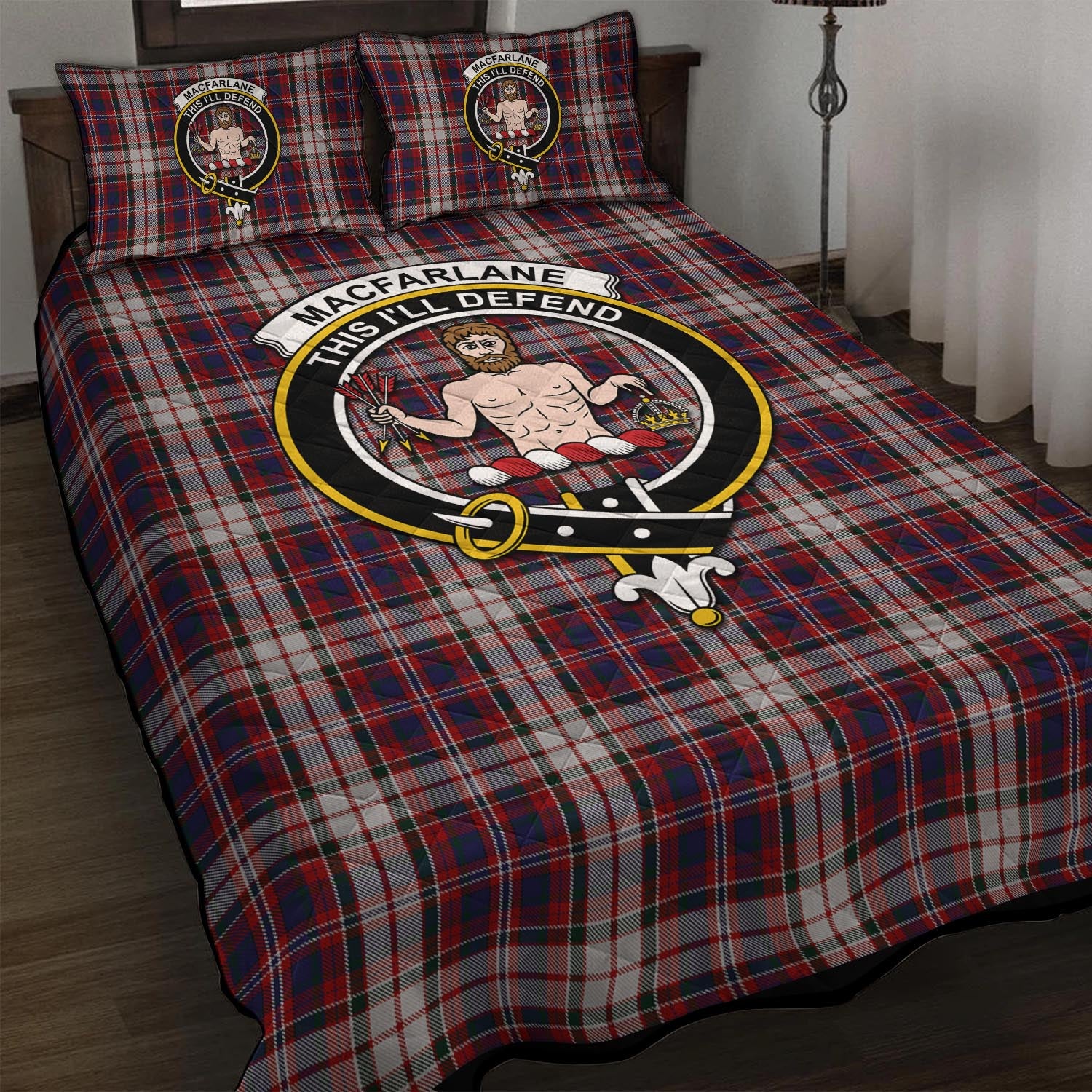 MacFarlane Dress Tartan Quilt Bed Set with Family Crest - Tartan Vibes Clothing