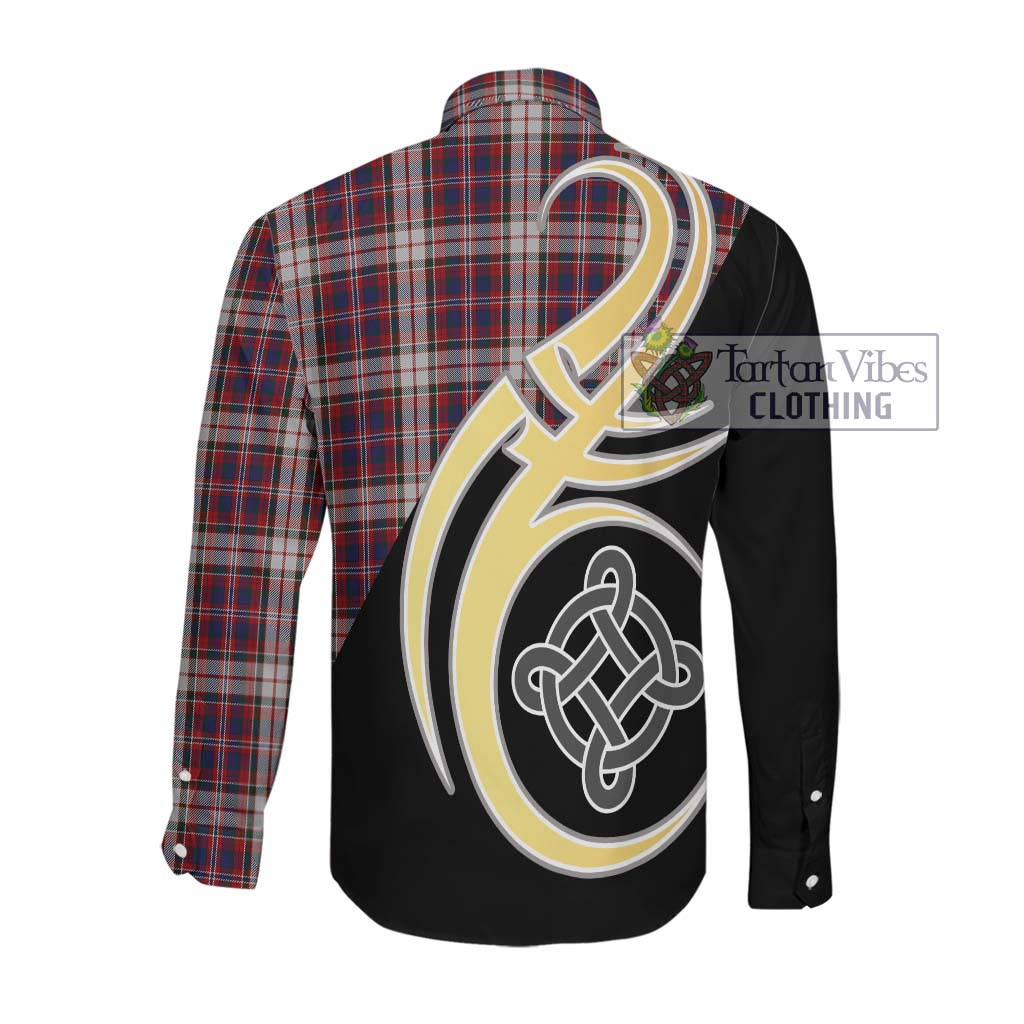 MacFarlane Dress Tartan Long Sleeve Button Shirt with Family Crest and Celtic Symbol Style Men's Shirt - Tartan Vibes Clothing