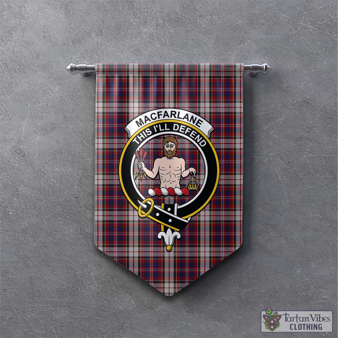 Tartan Vibes Clothing MacFarlane Dress Tartan Gonfalon, Tartan Banner with Family Crest