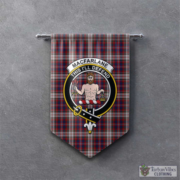 MacFarlane Dress Tartan Gonfalon, Tartan Banner with Family Crest