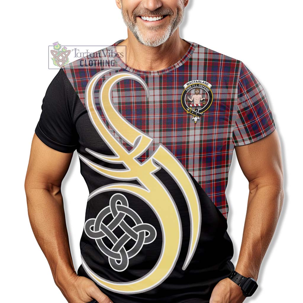 Tartan Vibes Clothing MacFarlane Dress Tartan T-Shirt with Family Crest and Celtic Symbol Style