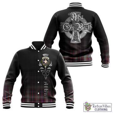 MacFarlane Dress Tartan Baseball Jacket Featuring Alba Gu Brath Family Crest Celtic Inspired