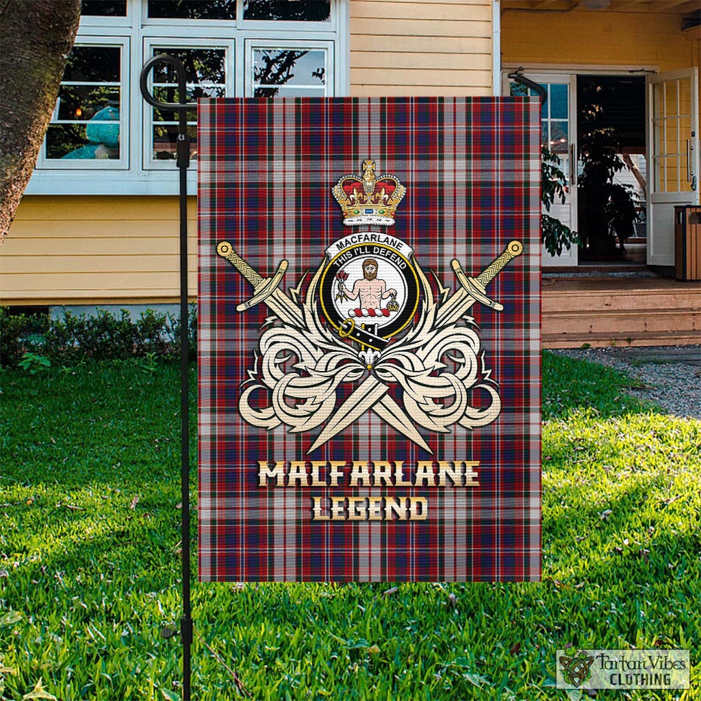 Tartan Vibes Clothing MacFarlane Dress Tartan Flag with Clan Crest and the Golden Sword of Courageous Legacy