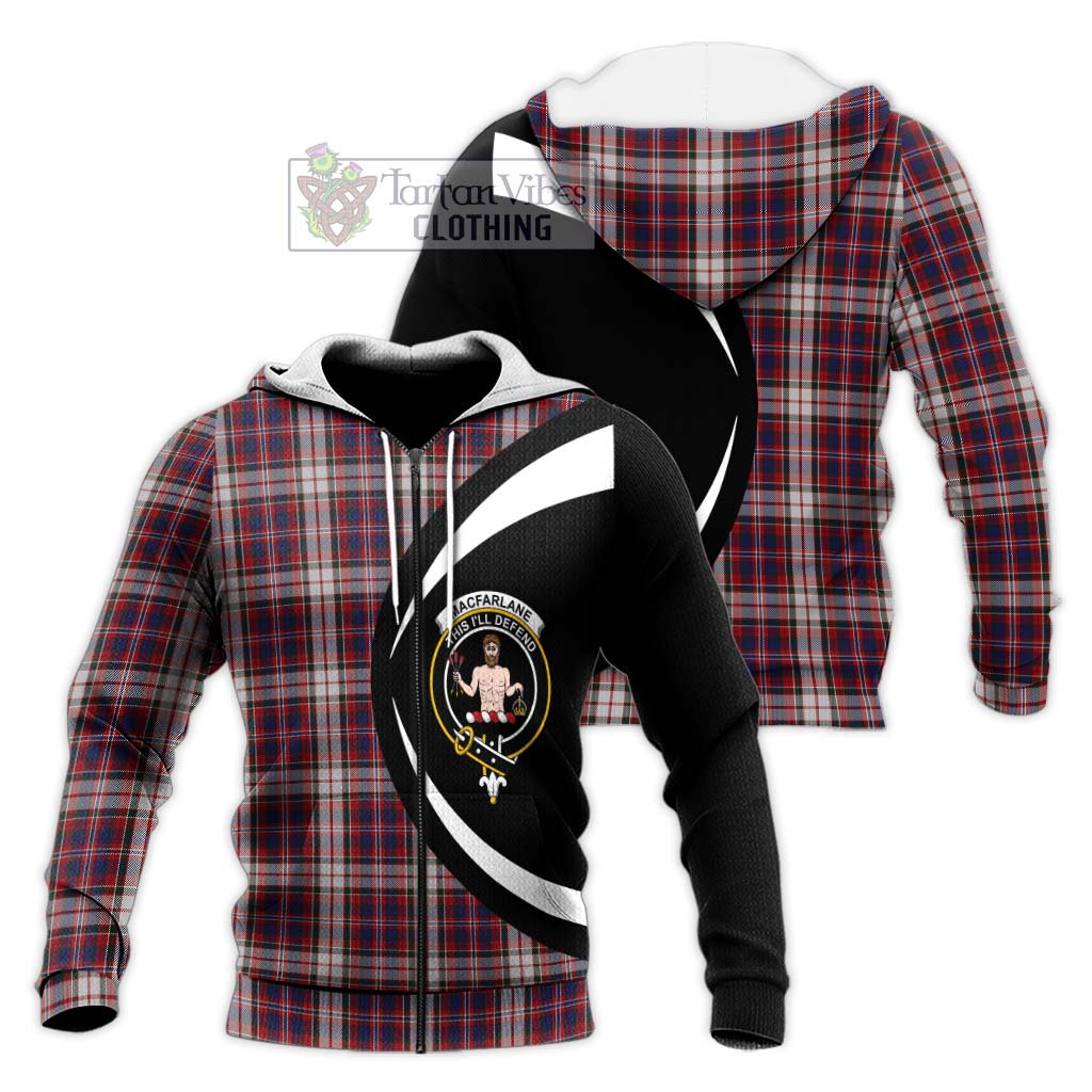 MacFarlane Dress Tartan Knitted Hoodie with Family Crest Circle Style Unisex Knitted Zip Hoodie - Tartan Vibes Clothing