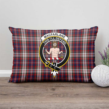 MacFarlane Dress Tartan Pillow Cover with Family Crest