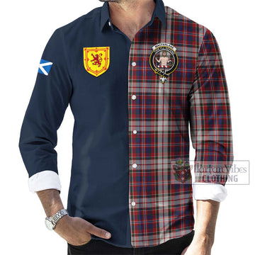 MacFarlane Dress Tartan Long Sleeve Button Shirt Alba with Scottish Lion Royal Arm Half Style