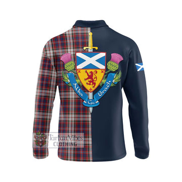 MacFarlane Dress Tartan Long Sleeve Polo Shirt Alba with Scottish Lion Royal Arm Half Style