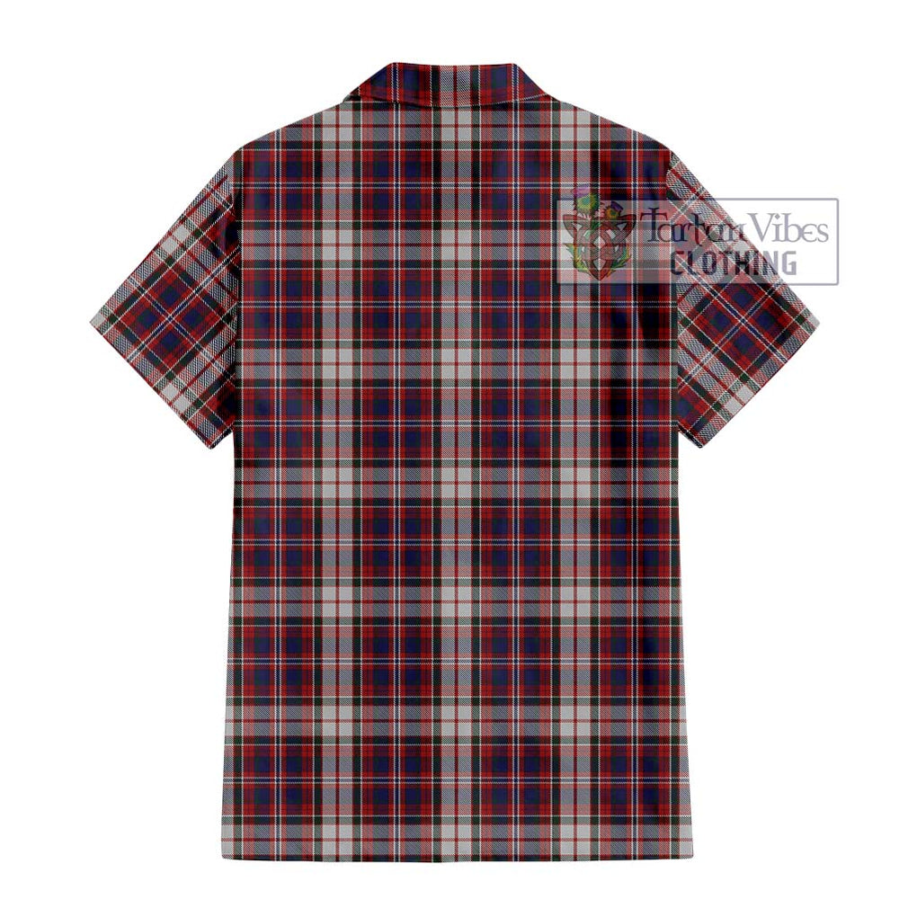 MacFarlane Dress Tartan Short Sleeve Button Shirt with Family Crest DNA In Me Style - Tartanvibesclothing Shop