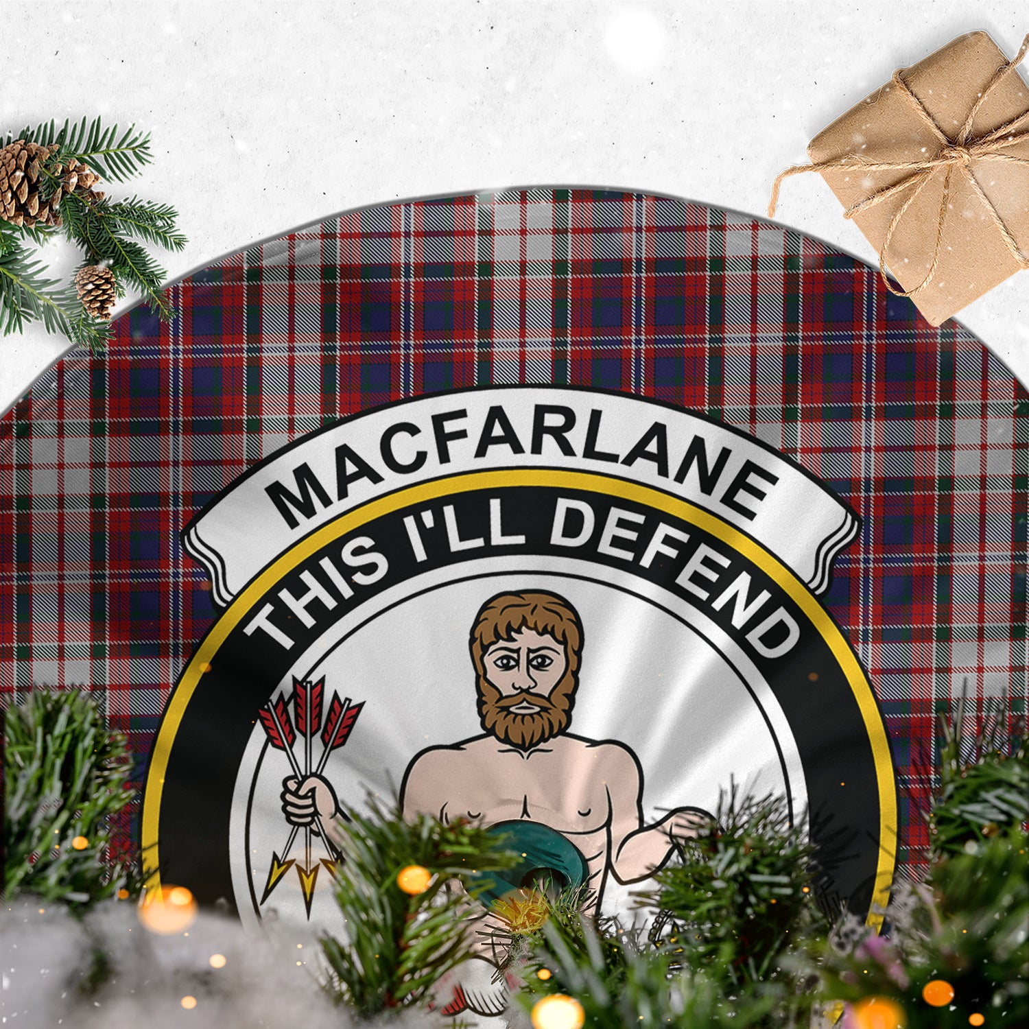 MacFarlane Dress Tartan Christmas Tree Skirt with Family Crest - Tartanvibesclothing