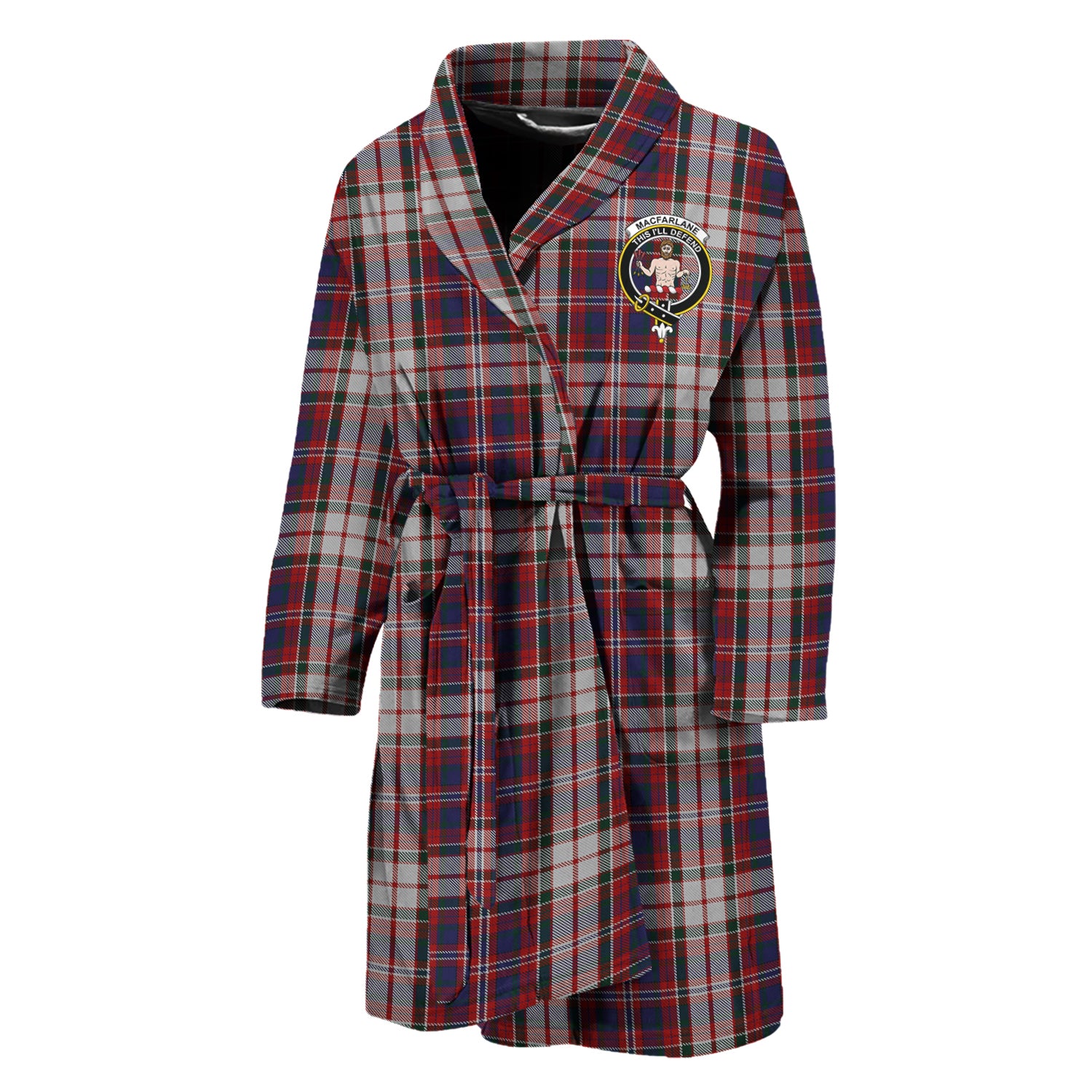 MacFarlane Dress Tartan Bathrobe with Family Crest Unisex M - Tartan Vibes Clothing