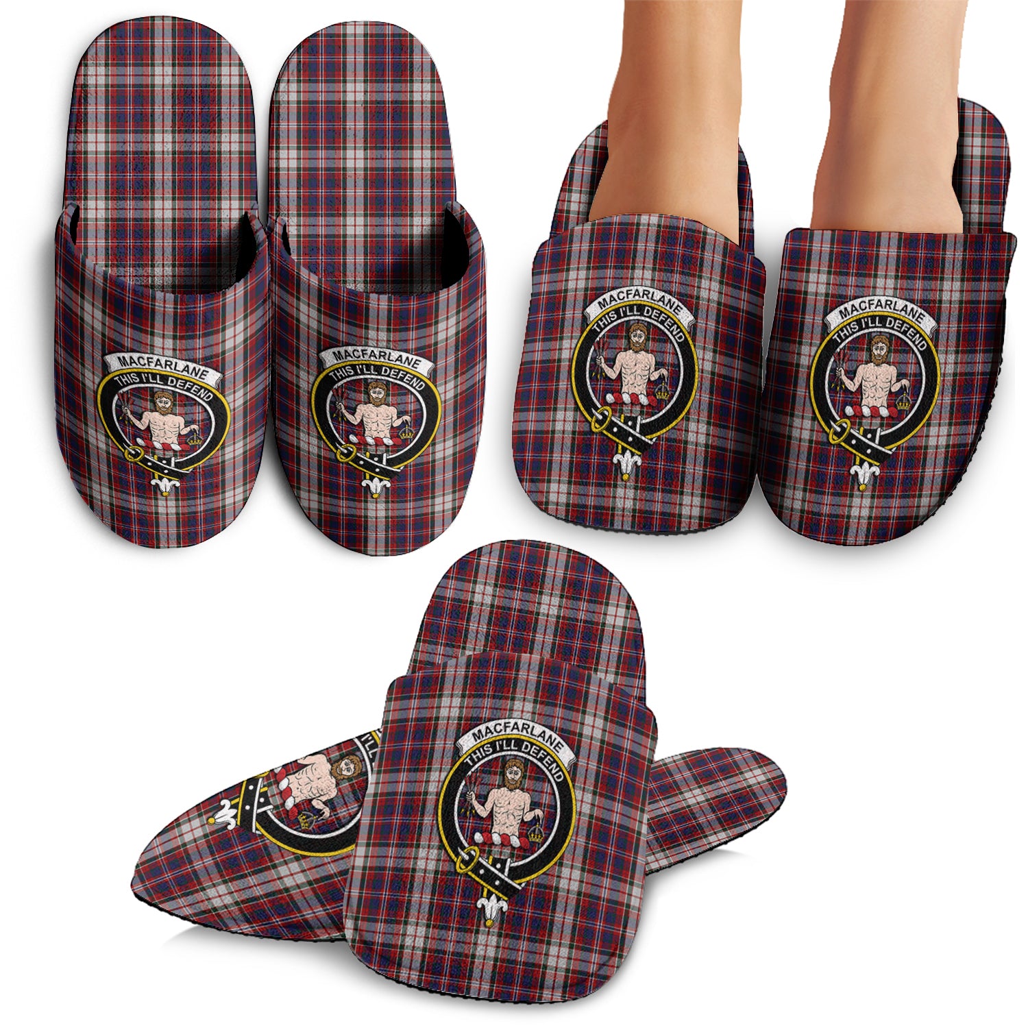 MacFarlane Dress Tartan Home Slippers with Family Crest - Tartanvibesclothing