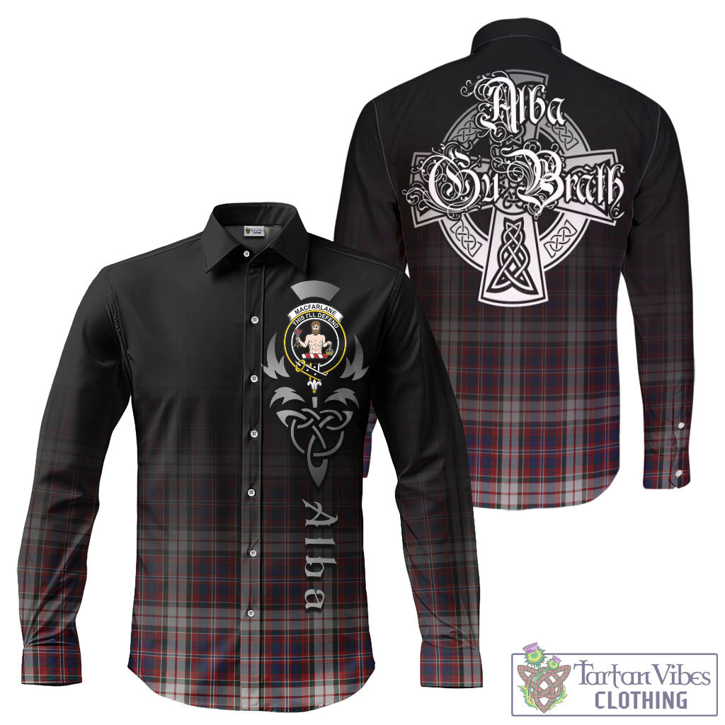 Tartan Vibes Clothing MacFarlane Dress Tartan Long Sleeve Button Up Featuring Alba Gu Brath Family Crest Celtic Inspired