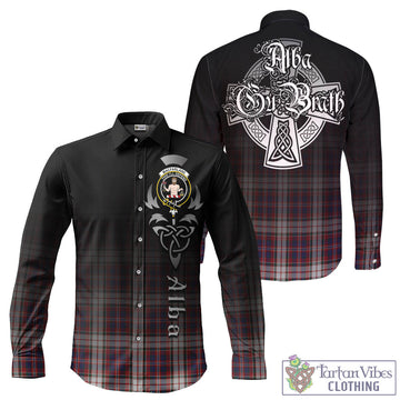 MacFarlane Dress Tartan Long Sleeve Button Up Featuring Alba Gu Brath Family Crest Celtic Inspired