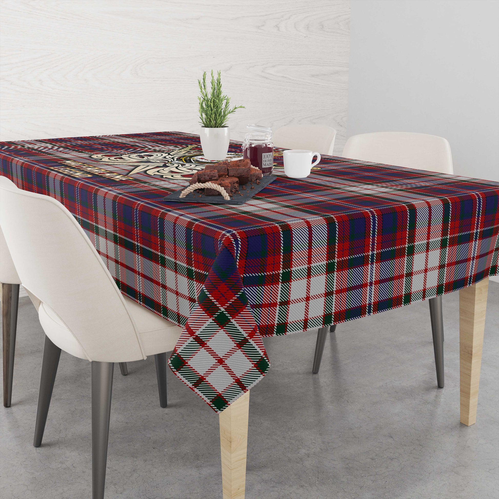 Tartan Vibes Clothing MacFarlane Dress Tartan Tablecloth with Clan Crest and the Golden Sword of Courageous Legacy