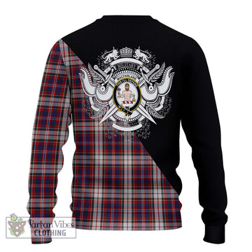 MacFarlane Dress Tartan Ugly Sweater with Family Crest and Military Logo Style