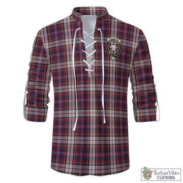 MacFarlane Dress Tartan Men's Scottish Traditional Jacobite Ghillie Kilt Shirt with Family Crest