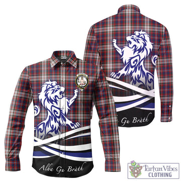 MacFarlane Dress Tartan Long Sleeve Button Up Shirt with Alba Gu Brath Regal Lion Emblem