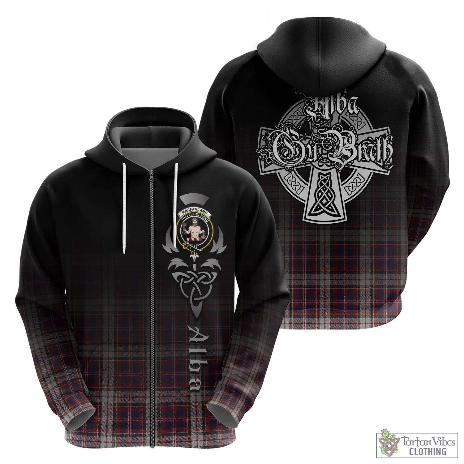 Tartan Vibes Clothing MacFarlane Dress Tartan Hoodie Featuring Alba Gu Brath Family Crest Celtic Inspired