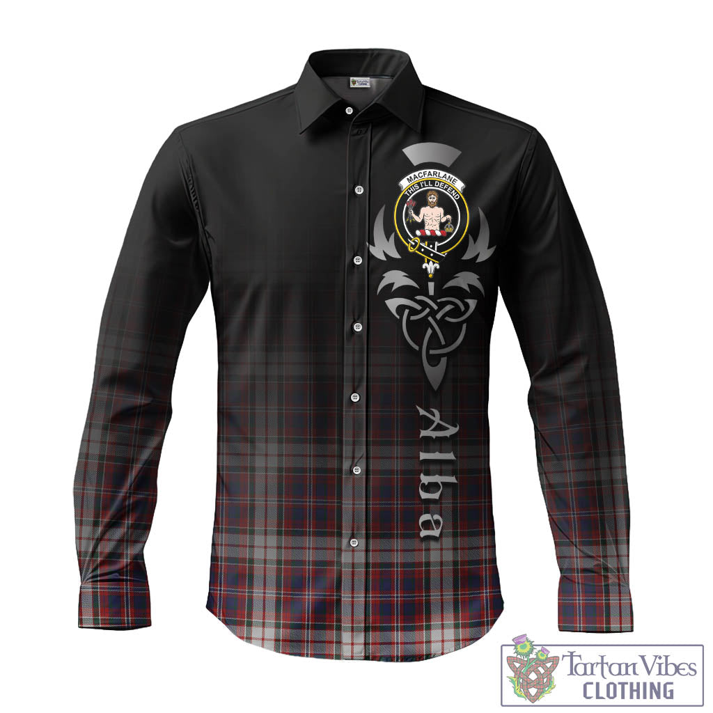 Tartan Vibes Clothing MacFarlane Dress Tartan Long Sleeve Button Up Featuring Alba Gu Brath Family Crest Celtic Inspired