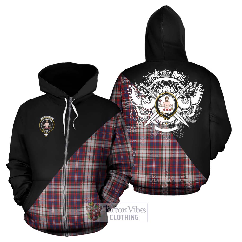 Tartan Vibes Clothing MacFarlane Dress Tartan Hoodie with Family Crest and Military Logo Style