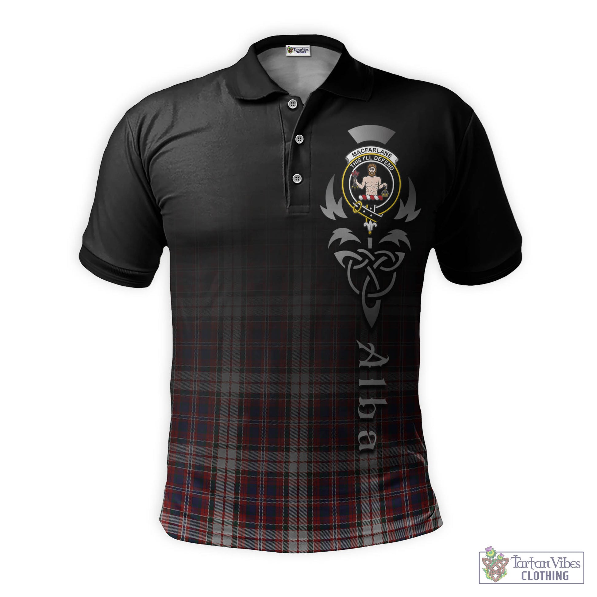 Tartan Vibes Clothing MacFarlane Dress Tartan Polo Shirt Featuring Alba Gu Brath Family Crest Celtic Inspired