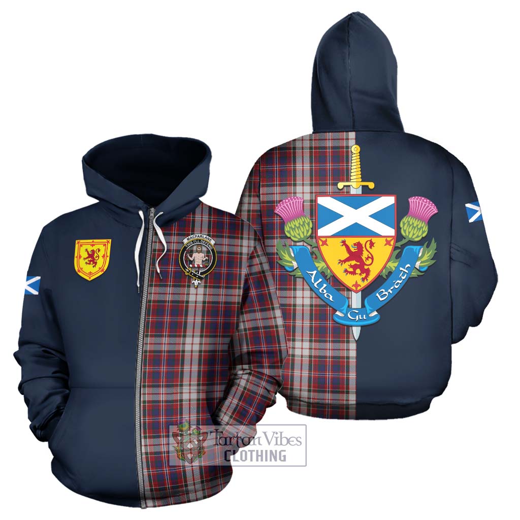 Tartan Vibes Clothing MacFarlane Dress Tartan Hoodie with Scottish Lion Royal Arm Half Style