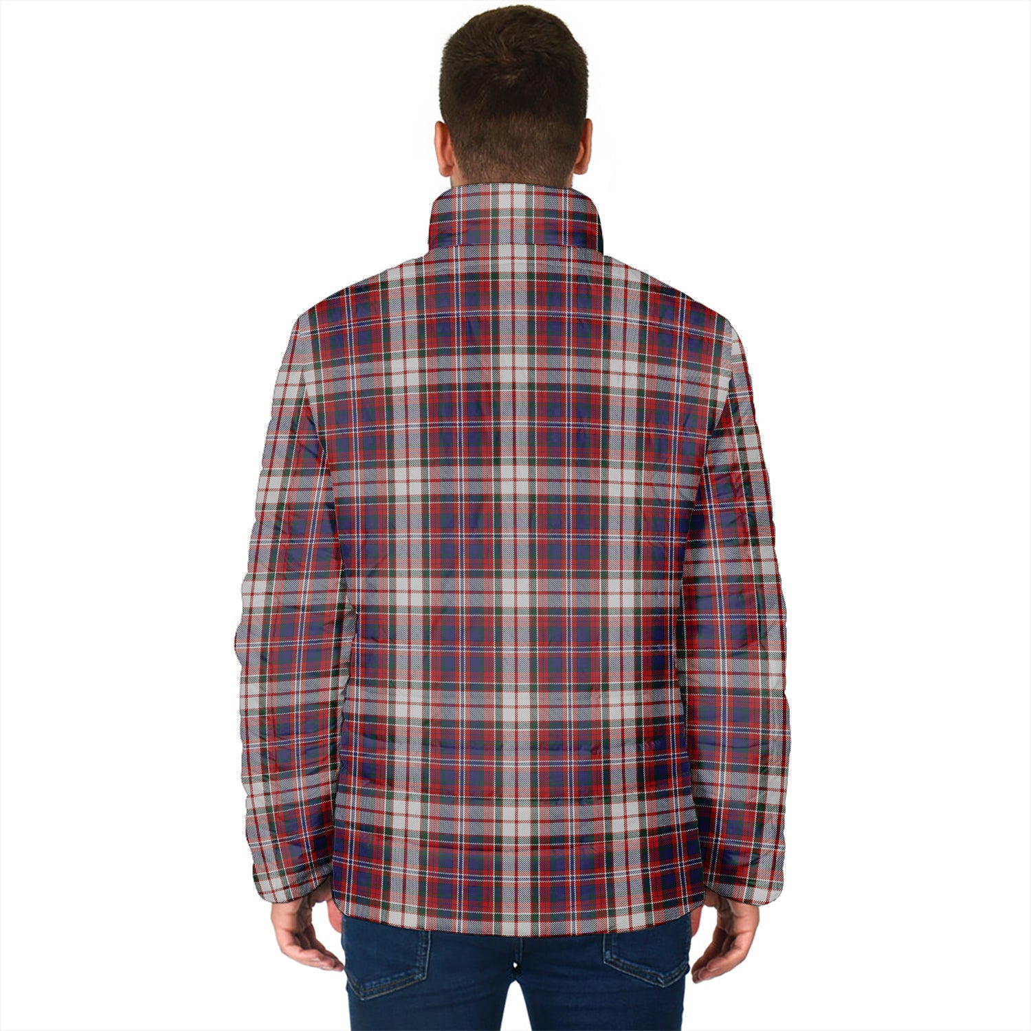 MacFarlane Dress Tartan Padded Jacket with Family Crest - Tartan Vibes Clothing