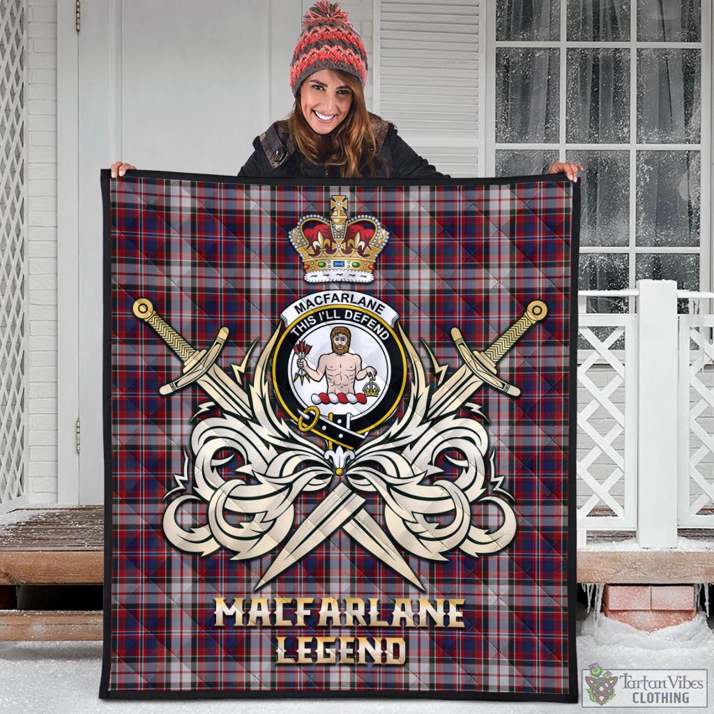 Tartan Vibes Clothing MacFarlane Dress Tartan Quilt with Clan Crest and the Golden Sword of Courageous Legacy