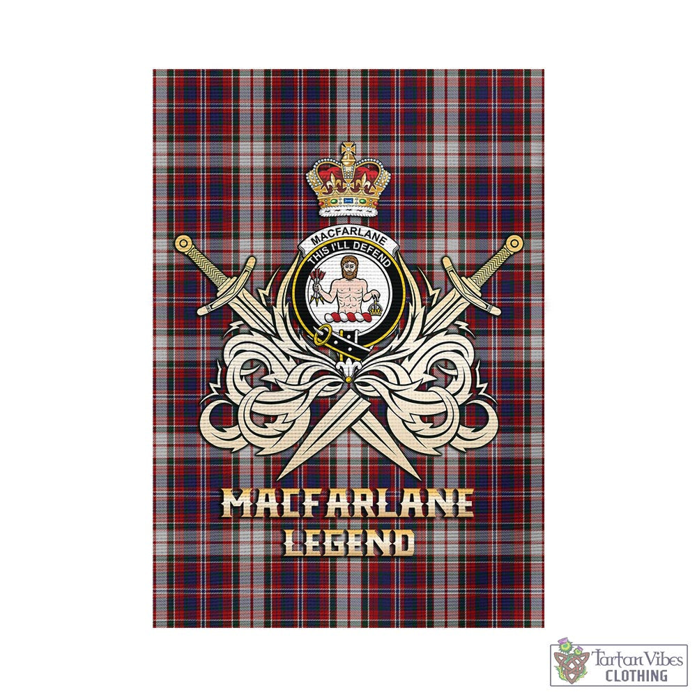 Tartan Vibes Clothing MacFarlane Dress Tartan Flag with Clan Crest and the Golden Sword of Courageous Legacy