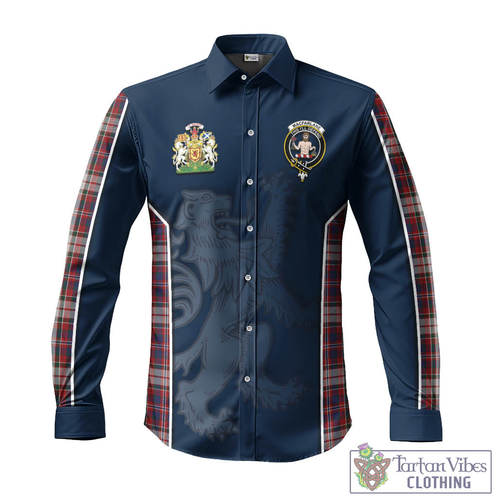 Tartan Vibes Clothing MacFarlane Dress Tartan Long Sleeve Button Up Shirt with Family Crest and Lion Rampant Vibes Sport Style