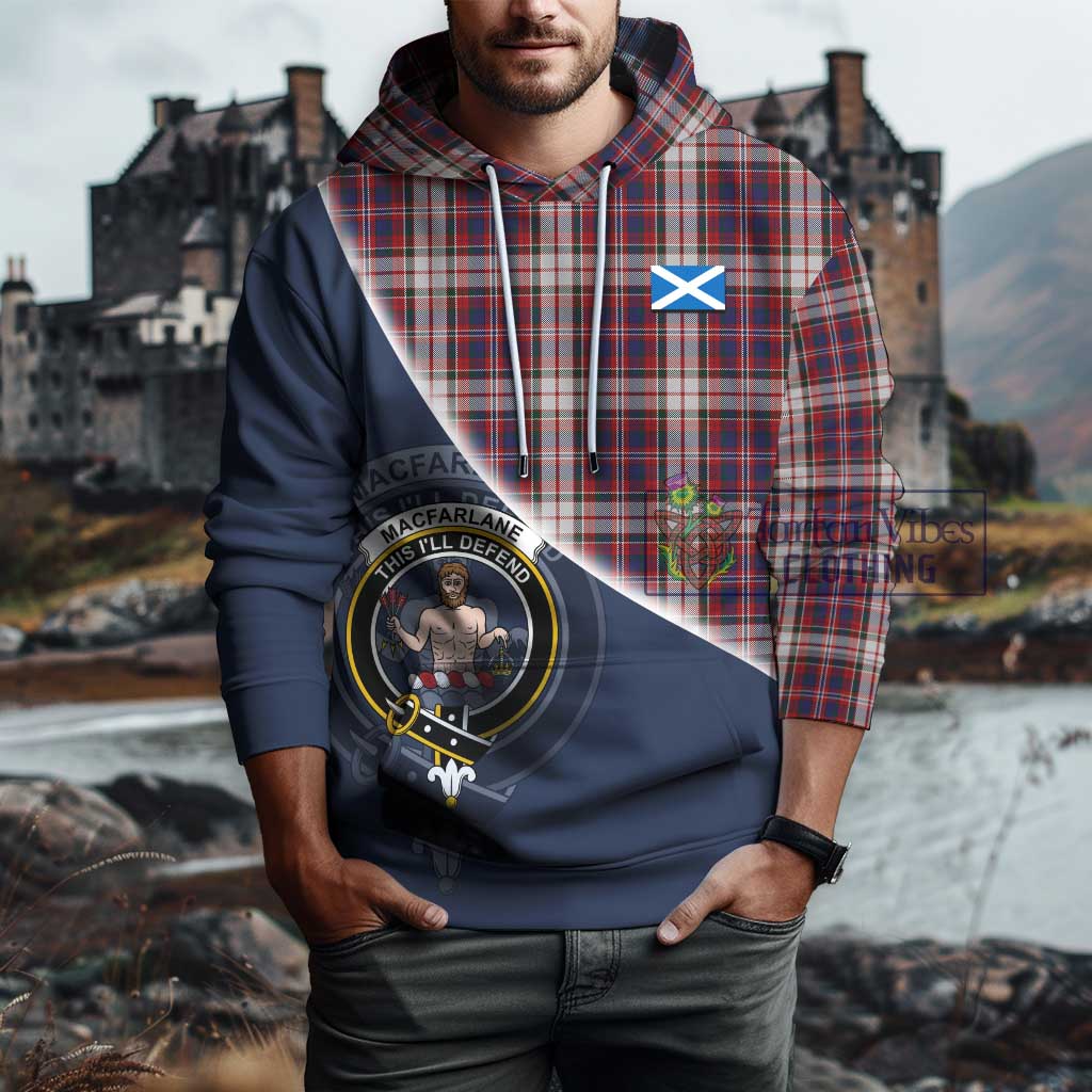 Tartan Vibes Clothing MacFarlane Dress Tartan Hoodie with Personalised National Flag and Family Crest Half Style