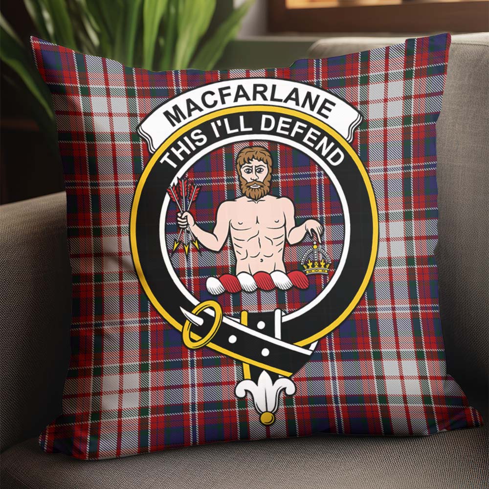 MacFarlane Dress Tartan Pillow Cover with Family Crest - Tartanvibesclothing