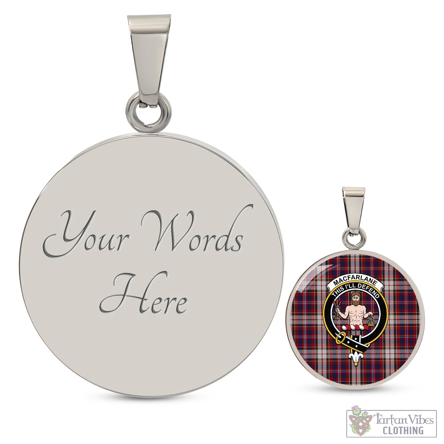 Tartan Vibes Clothing MacFarlane Dress Tartan Circle Necklace with Family Crest