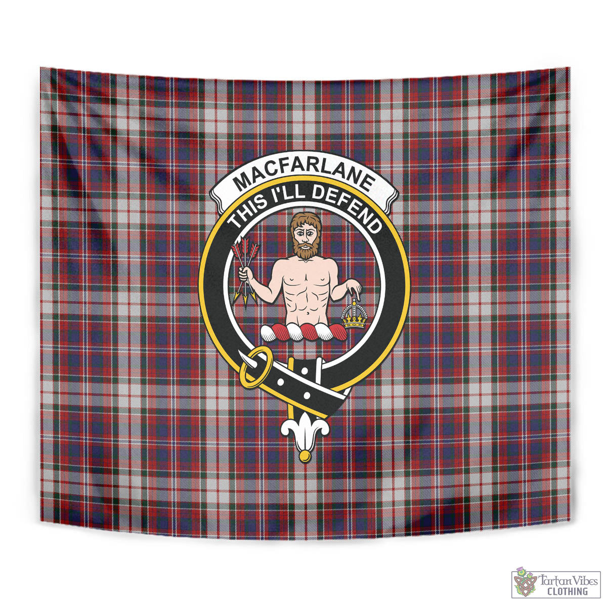 Tartan Vibes Clothing MacFarlane Dress Tartan Tapestry Wall Hanging and Home Decor for Room with Family Crest