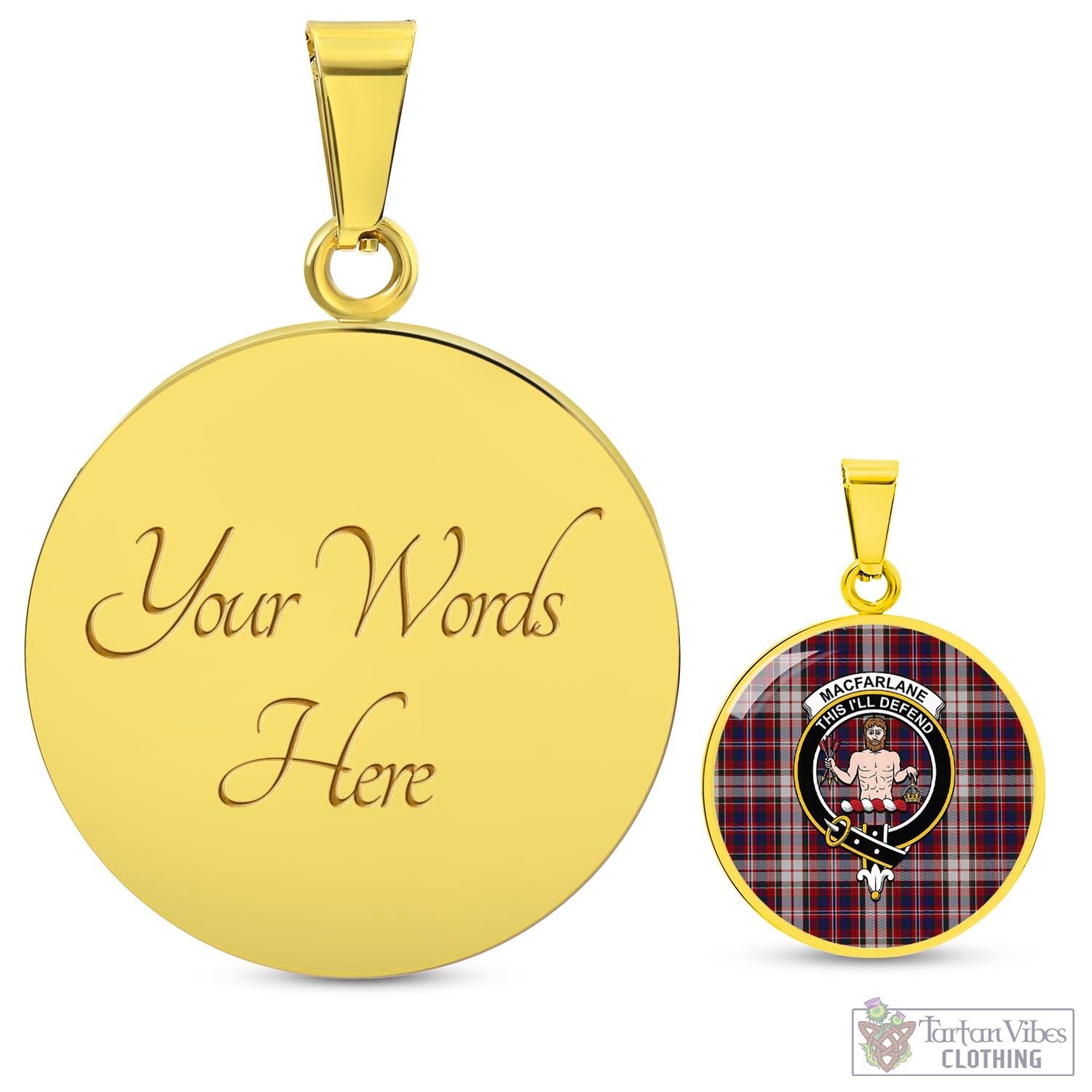 Tartan Vibes Clothing MacFarlane Dress Tartan Circle Necklace with Family Crest