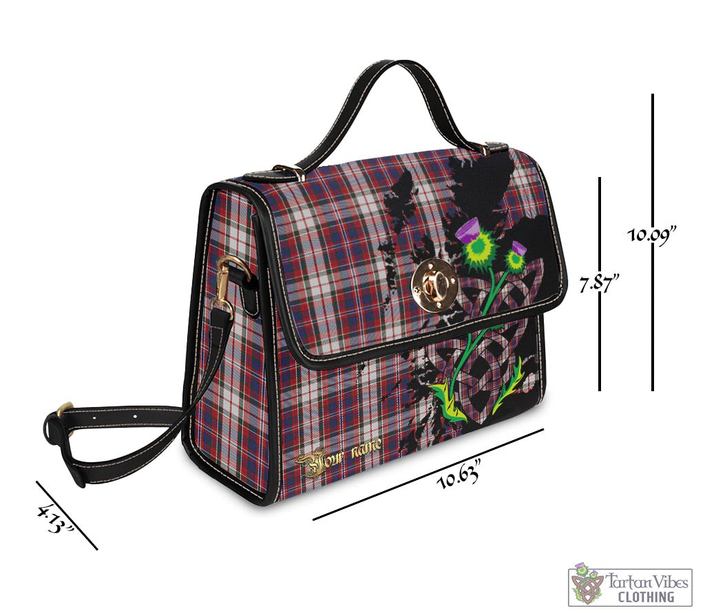 Tartan Vibes Clothing MacFarlane Dress Tartan Waterproof Canvas Bag with Scotland Map and Thistle Celtic Accents