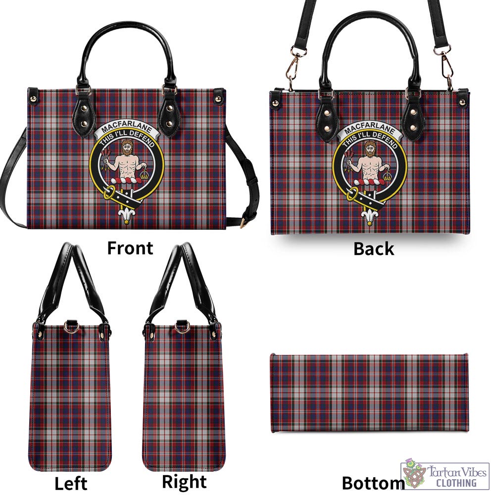 Tartan Vibes Clothing MacFarlane Dress Tartan Luxury Leather Handbags with Family Crest