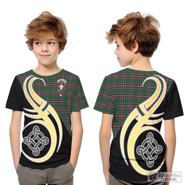 MacFarlane Hunting Tartan Kid T-Shirt with Family Crest and Celtic Symbol Style