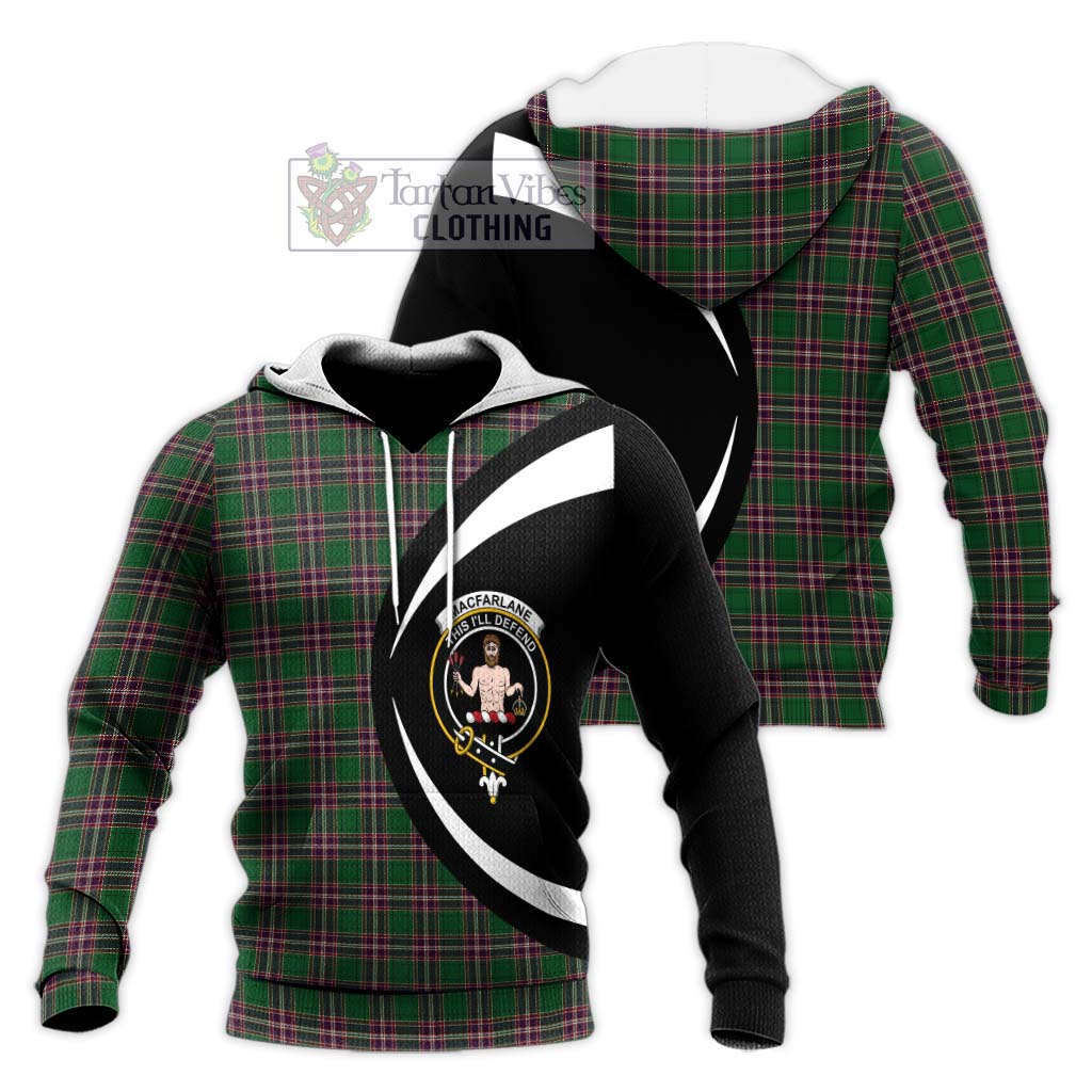 MacFarlane Hunting Tartan Knitted Hoodie with Family Crest Circle Style Unisex Knitted Pullover Hoodie - Tartan Vibes Clothing