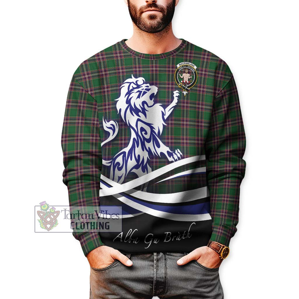 MacFarlane Hunting Tartan Sweatshirt with Alba Gu Brath Regal Lion Emblem Unisex - Tartanvibesclothing Shop