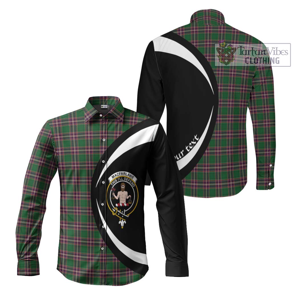 MacFarlane Hunting Tartan Long Sleeve Button Up with Family Crest Circle Style Men's Shirt S - Tartan Vibes Clothing