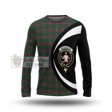 MacFarlane Hunting Tartan Long Sleeve T-Shirt with Family Crest Circle Style