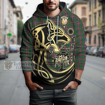 MacFarlane Hunting Tartan Hoodie with Family Crest Celtic Wolf Style