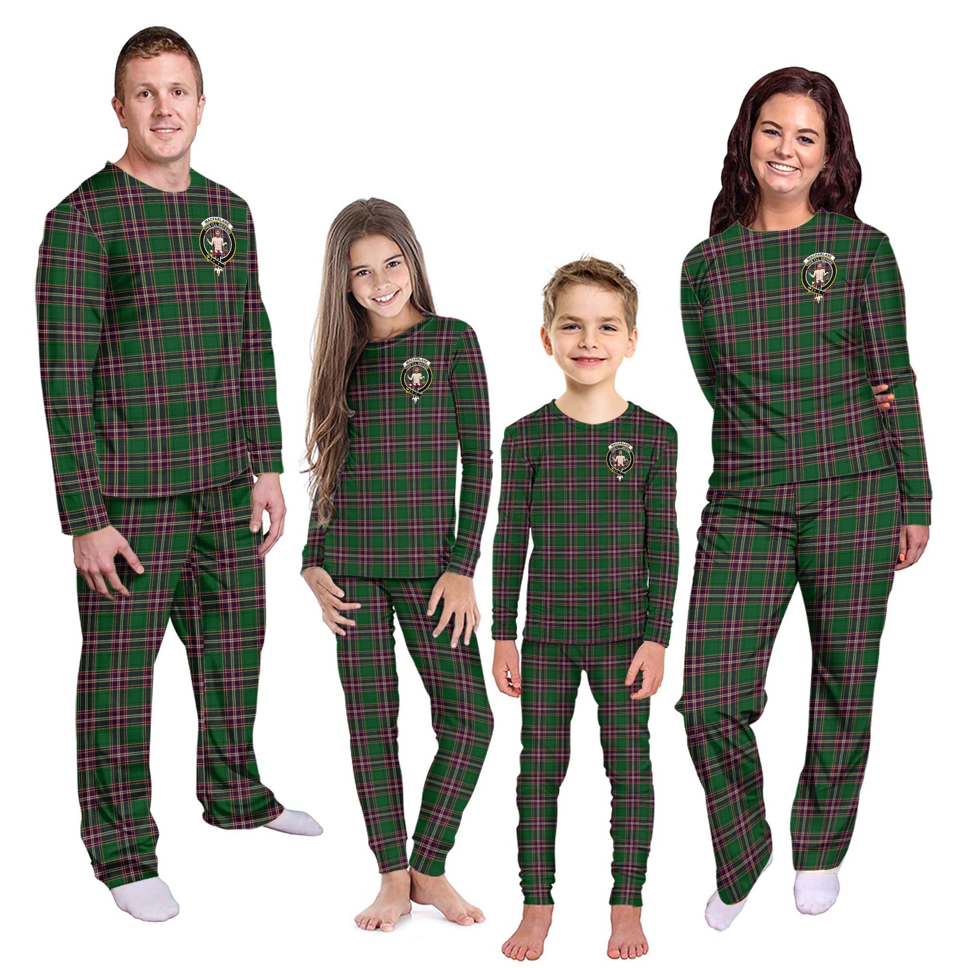 MacFarlane Hunting Tartan Pajamas Family Set with Family Crest - Tartanvibesclothing