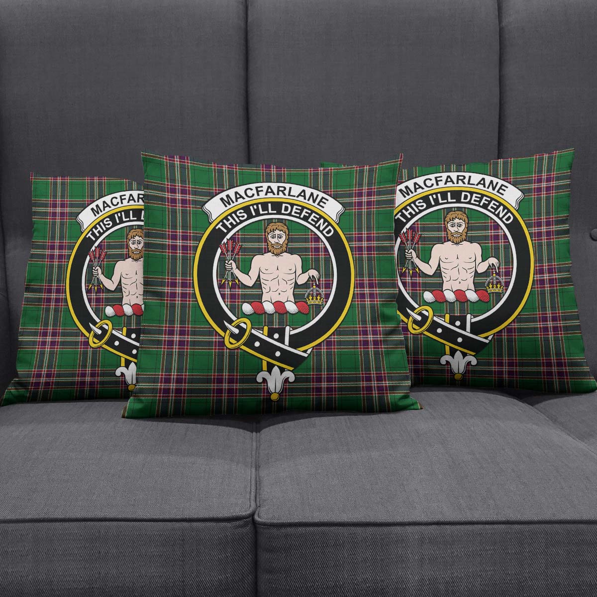 MacFarlane Hunting Tartan Pillow Cover with Family Crest Square Pillow Cover - Tartanvibesclothing