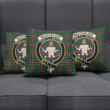 MacFarlane Hunting Tartan Pillow Cover with Family Crest