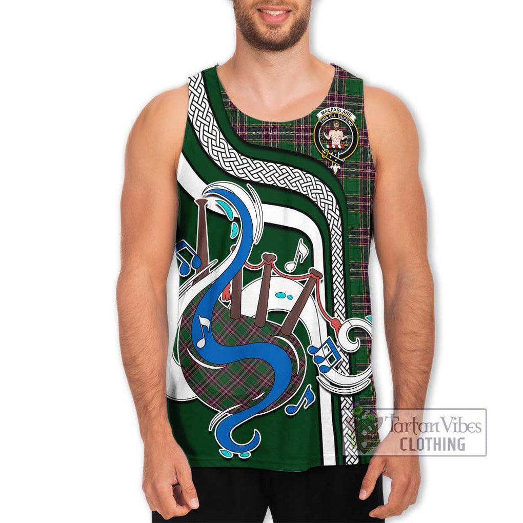 MacFarlane Hunting Tartan Men's Tank Top with Epic Bagpipe Style Men - Tartanvibesclothing Shop