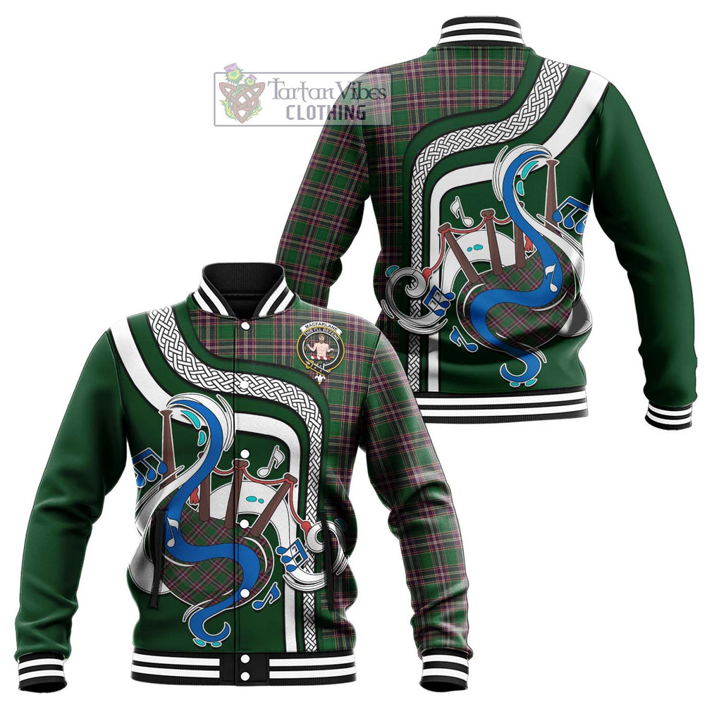 Tartan Vibes Clothing MacFarlane Hunting Tartan Baseball Jacket with Epic Bagpipe Style