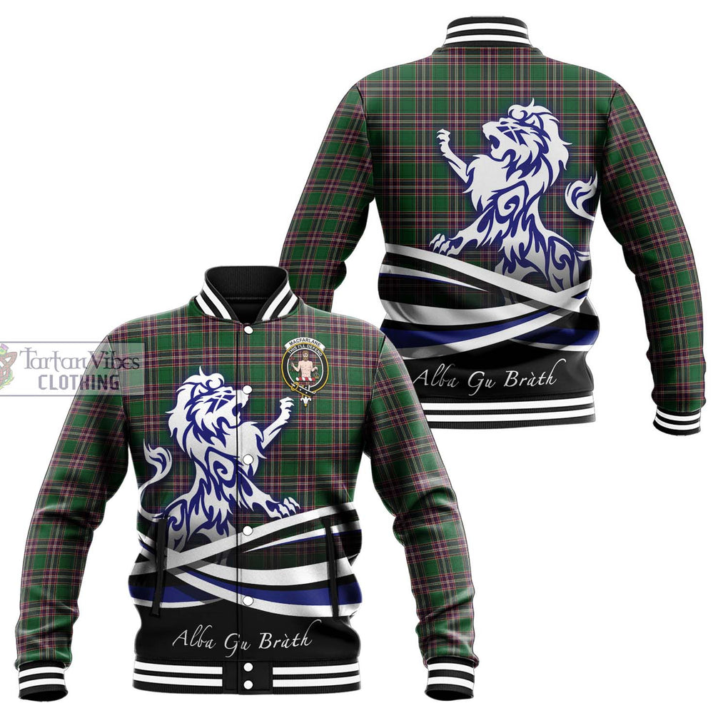 MacFarlane Hunting Tartan Baseball Jacket with Alba Gu Brath Regal Lion Emblem Unisex - Tartanvibesclothing Shop