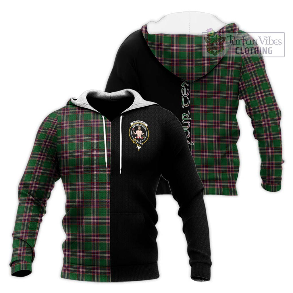 MacFarlane Hunting Tartan Knitted Hoodie with Family Crest and Half Of Me Style Unisex Knitted Pullover Hoodie - Tartanvibesclothing Shop